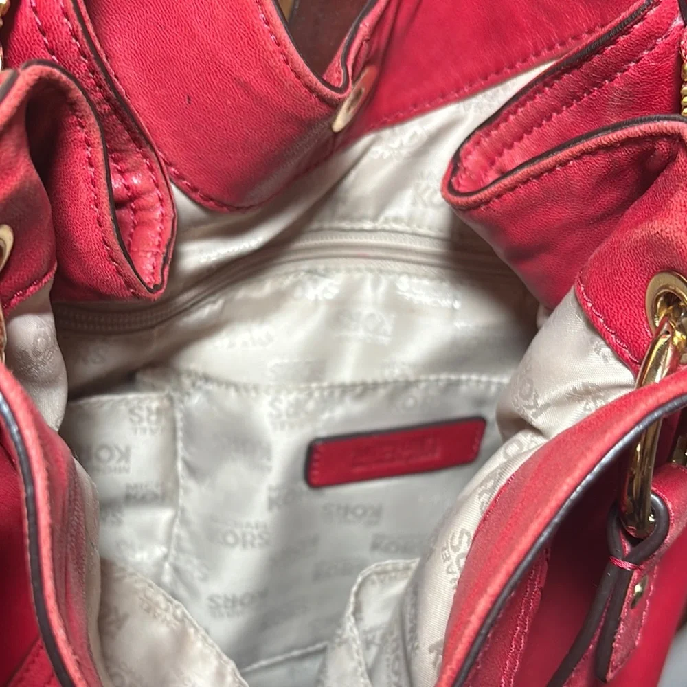 MICHAEL Michael Kors Red Leather Hobo Shoulder Bag